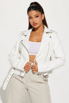 Araxie Vegan Leather Jacket - White