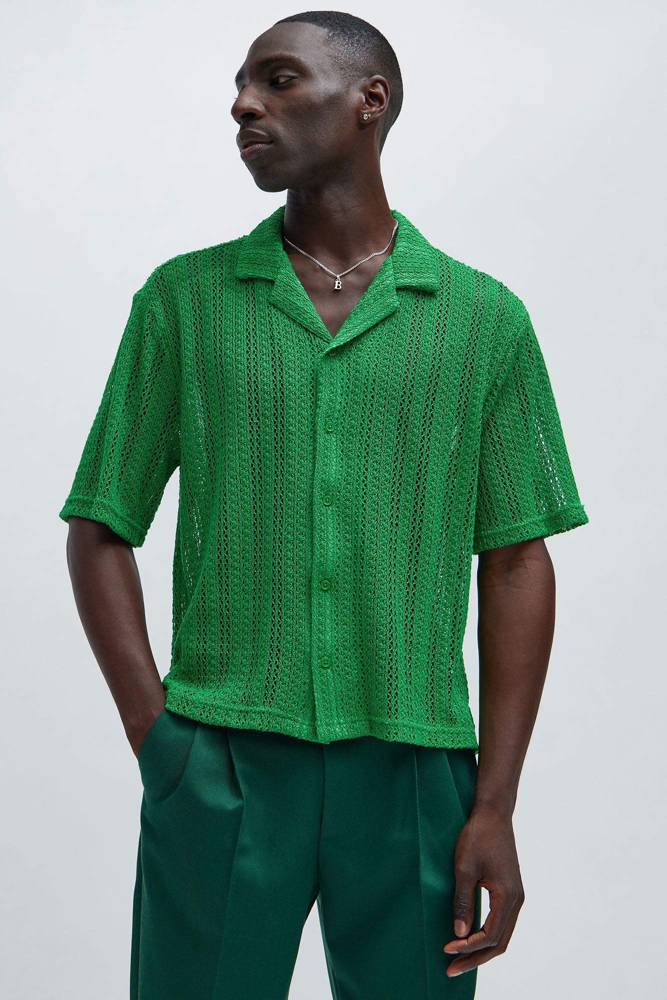 Atlas Textured Boxy Shirt - Green