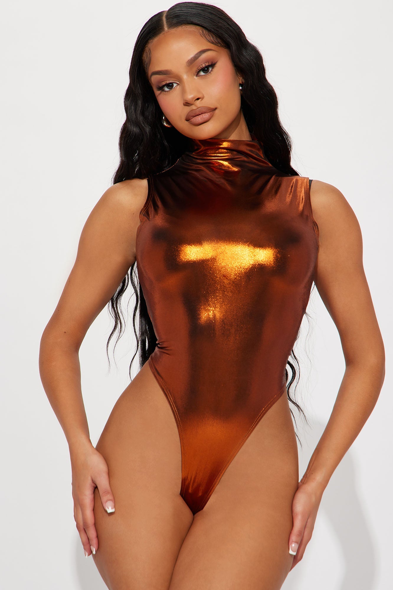 Mara Metallic Bodysuit - Copper