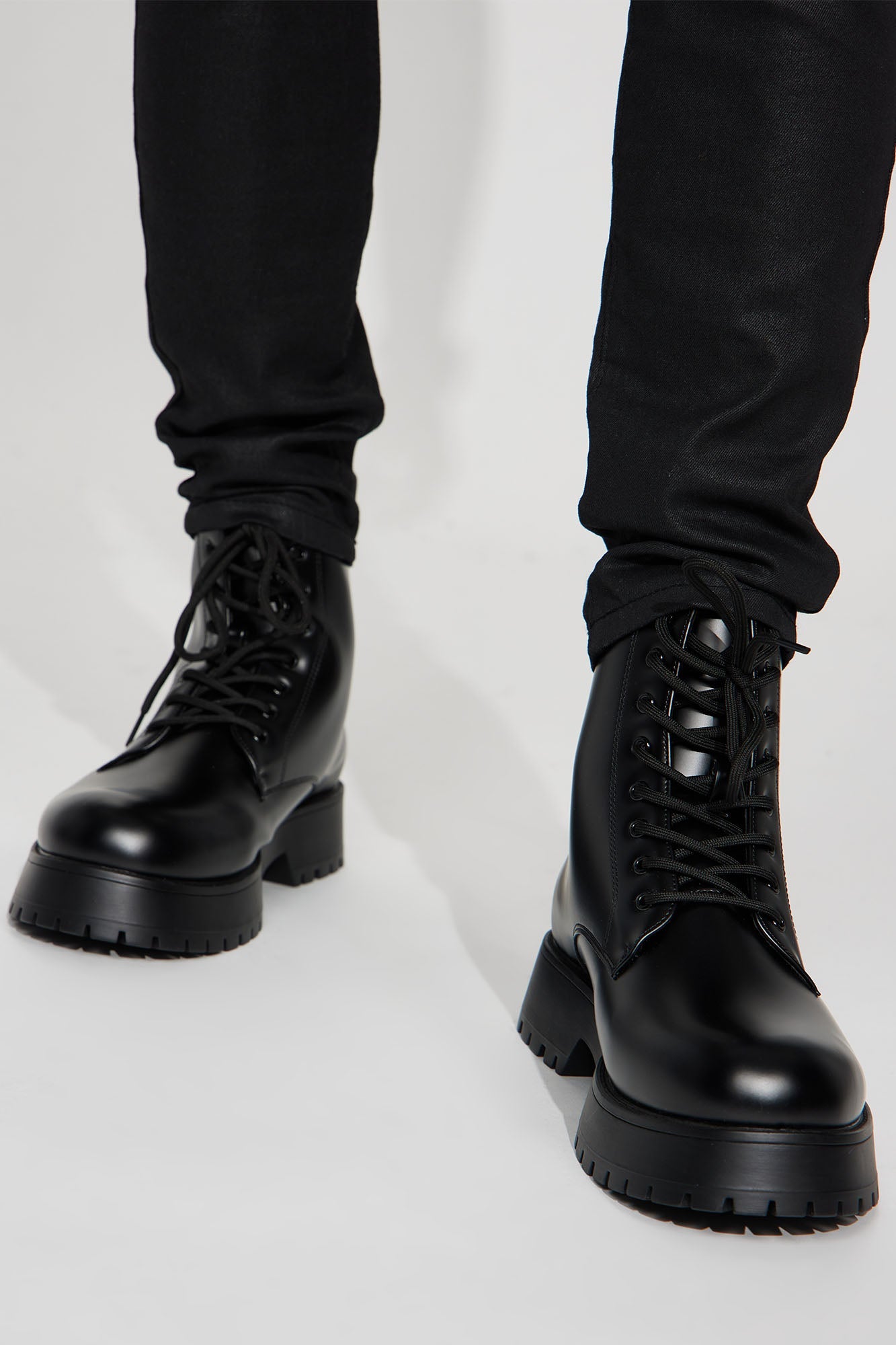 Risk Taking Lace Up Boots - Black