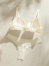Lace Detail Thong Panties &amp; Bra Set - Butter