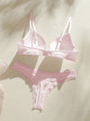 Lace Detail Thong Panties &amp; Bra Set - Pink