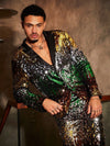 Men&#39;s Knitted Casual Notched Collar Sparkly Suit Jacket