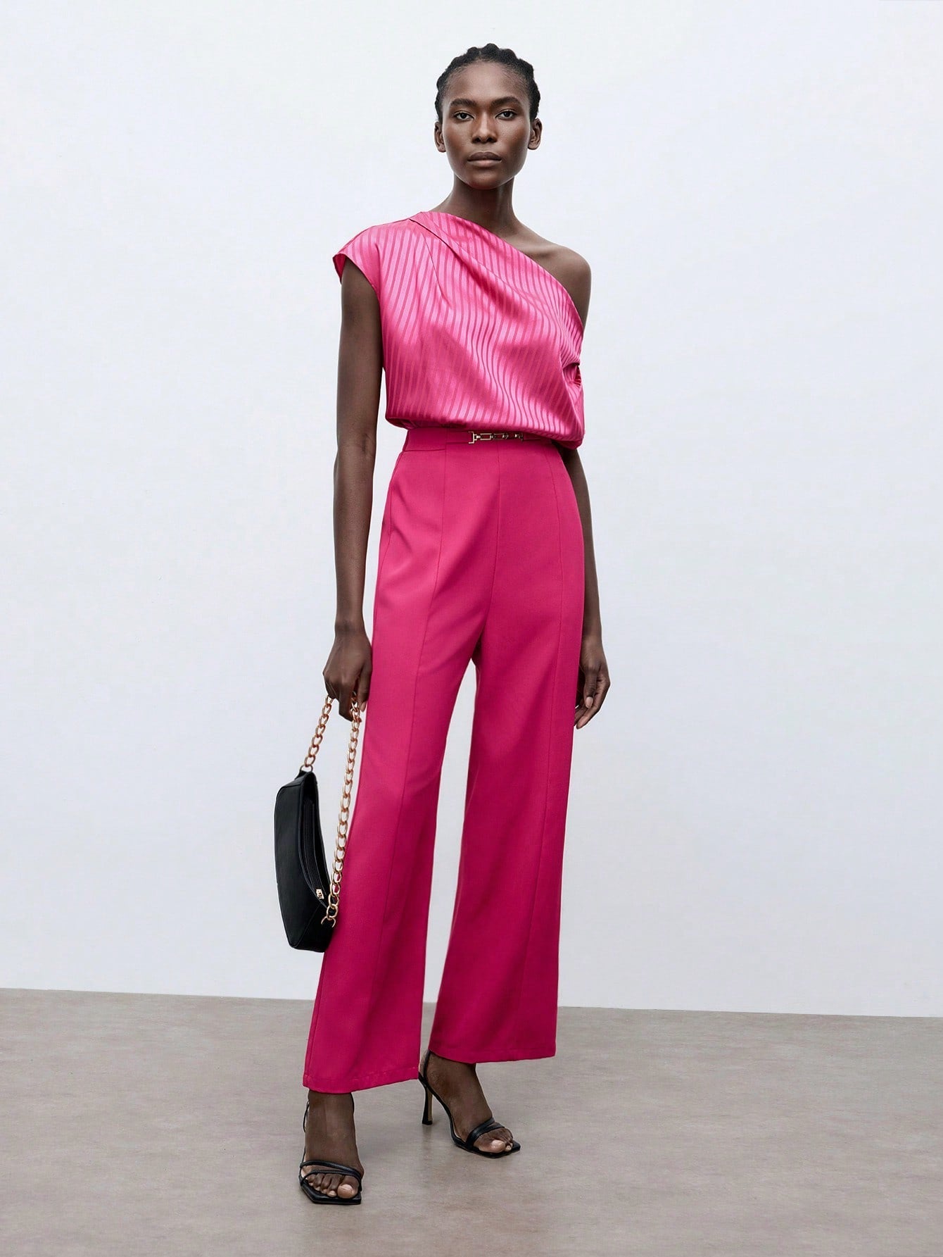 Women's Solid Color Fashionable Suit Pants - Hot Pink