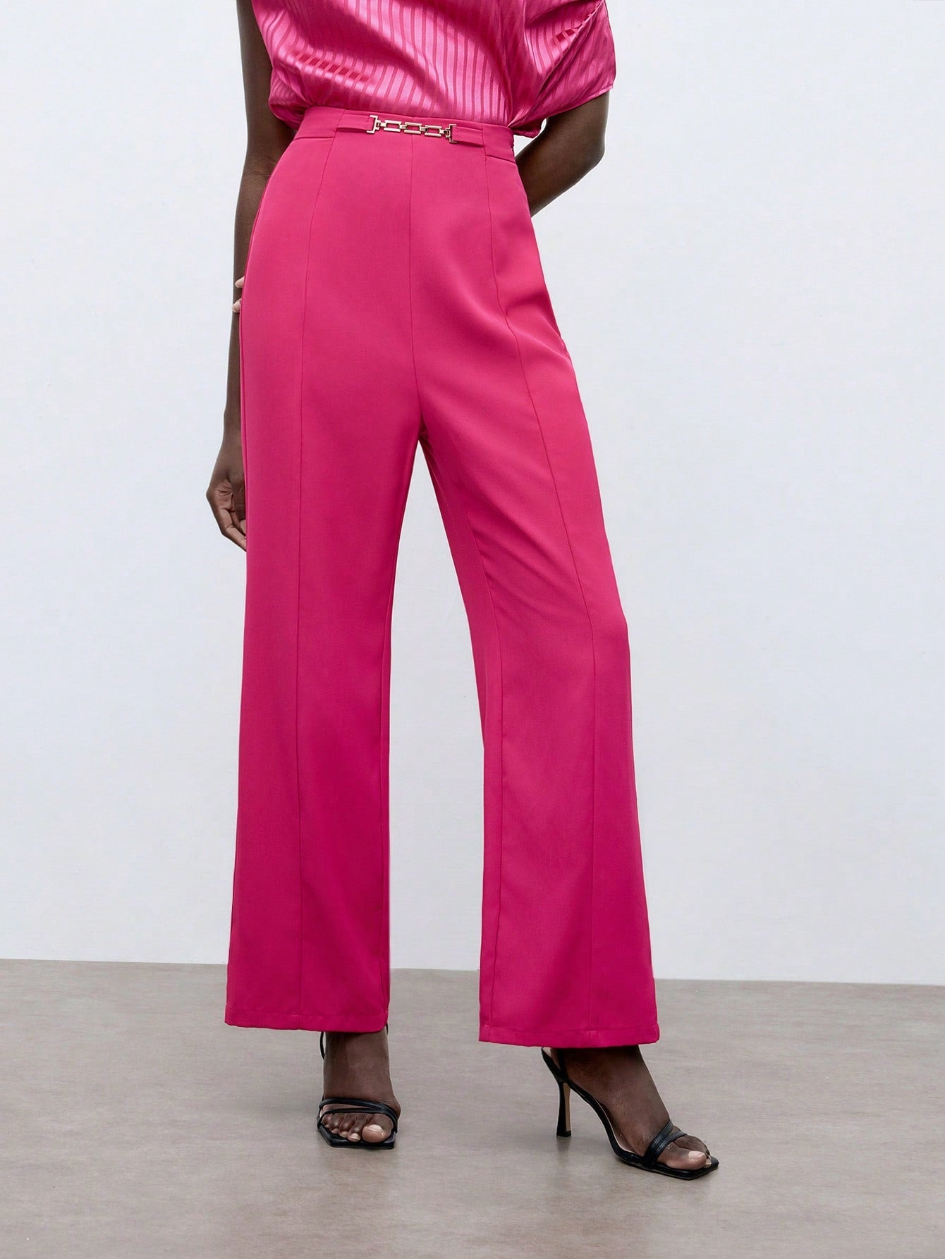 Women's Solid Color Fashionable Suit Pants - Hot Pink