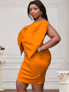 Plus Size Off-Shoulder Big-Bow Bodycon African Evening Dress