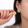 Copper Shell Pearl Stud Earrings