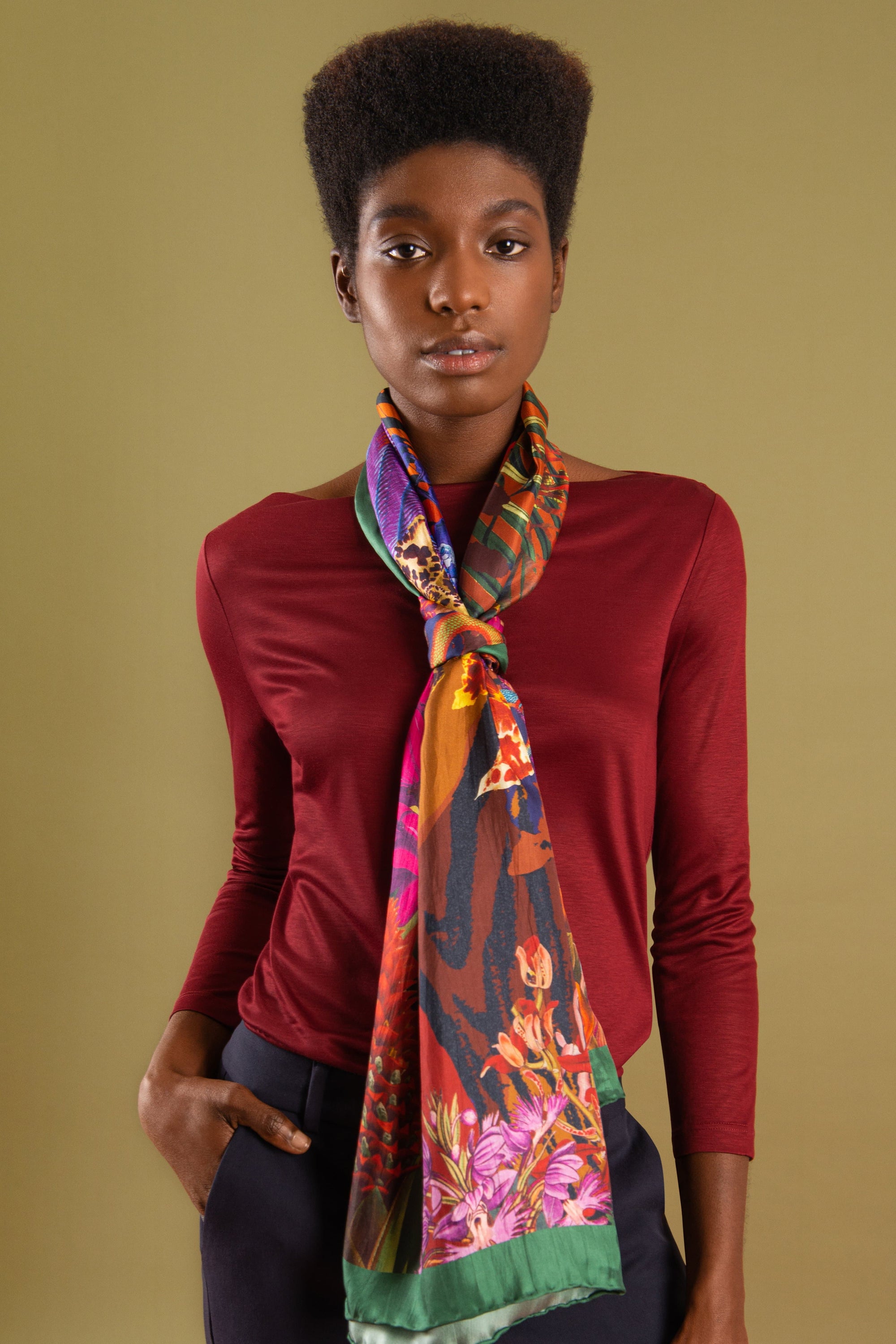 African Queens Hand Painted Silk Scarf