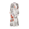 Makenene Poppies-Print Stand Collar Crepe De Chine Midi Dress