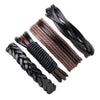 KEMETIS 4Pcs Men&#39;s Woven Vintage Leather Bracelet Set