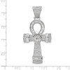 Sterling Silver Rhodium-Plated Polished Cz Ankh Pendant (54.13mm X 26.4mm) with Sterling Silver Rope Chain Necklace 16&quot;/18&quot;/20&quot;