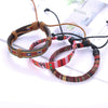 24Pcs Handmade Boho Ethnic Tribal Braided Leather Bracelet Set