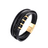 19cm Men&#39;s Multilayer Braided Rope Faux Leather Bracelet - Gold