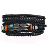 3Pcs Punk Multilayer Leather Bracelet Set