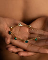 Staple Cuff in 18K Gold with Emerald and Malachite Cabochons &amp; Diamonds