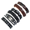 Yesbay 6Pcs Men&#39;s Retro Multilayer Braided Leather Rope Bracelet Set