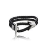 Braided Genuine Leather Bracelet with Toggle Clasp
