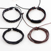 KEMETIS 4Pcs Men&#39;s Woven Vintage Leather Bracelet Set