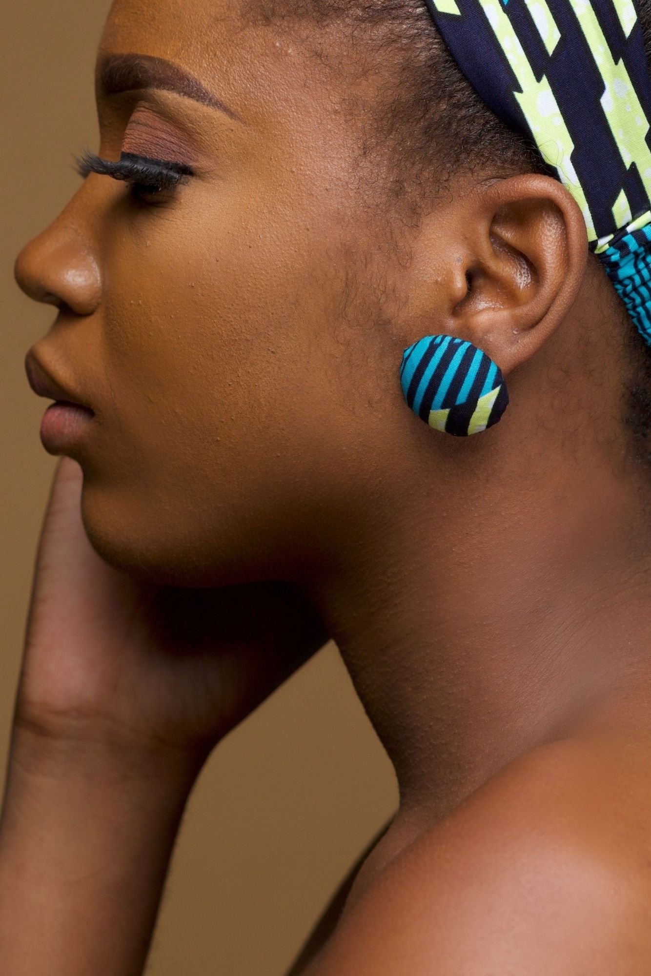 Abeni African Print Ankara Button Stud Earrings