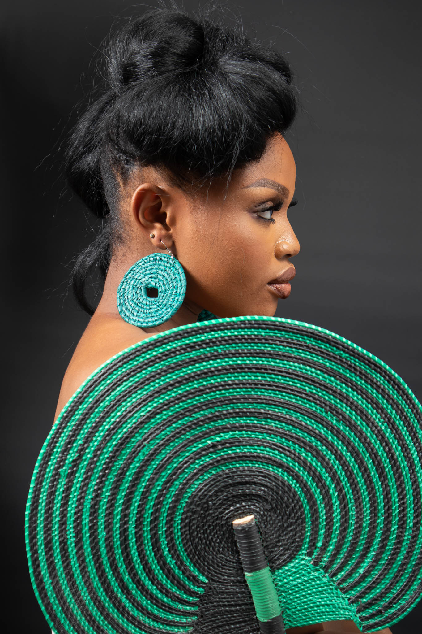 Abiona African Basket Weave Circle Earrings