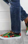 Men&#39;s African Slip-On Green Kente Sneakers - ACCRA