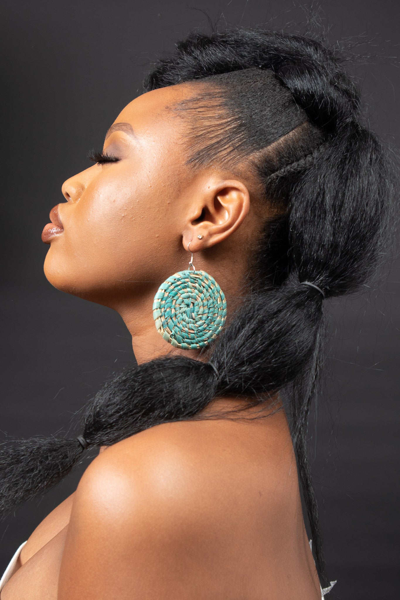 Adamma African Basket Weave Circle Earrings