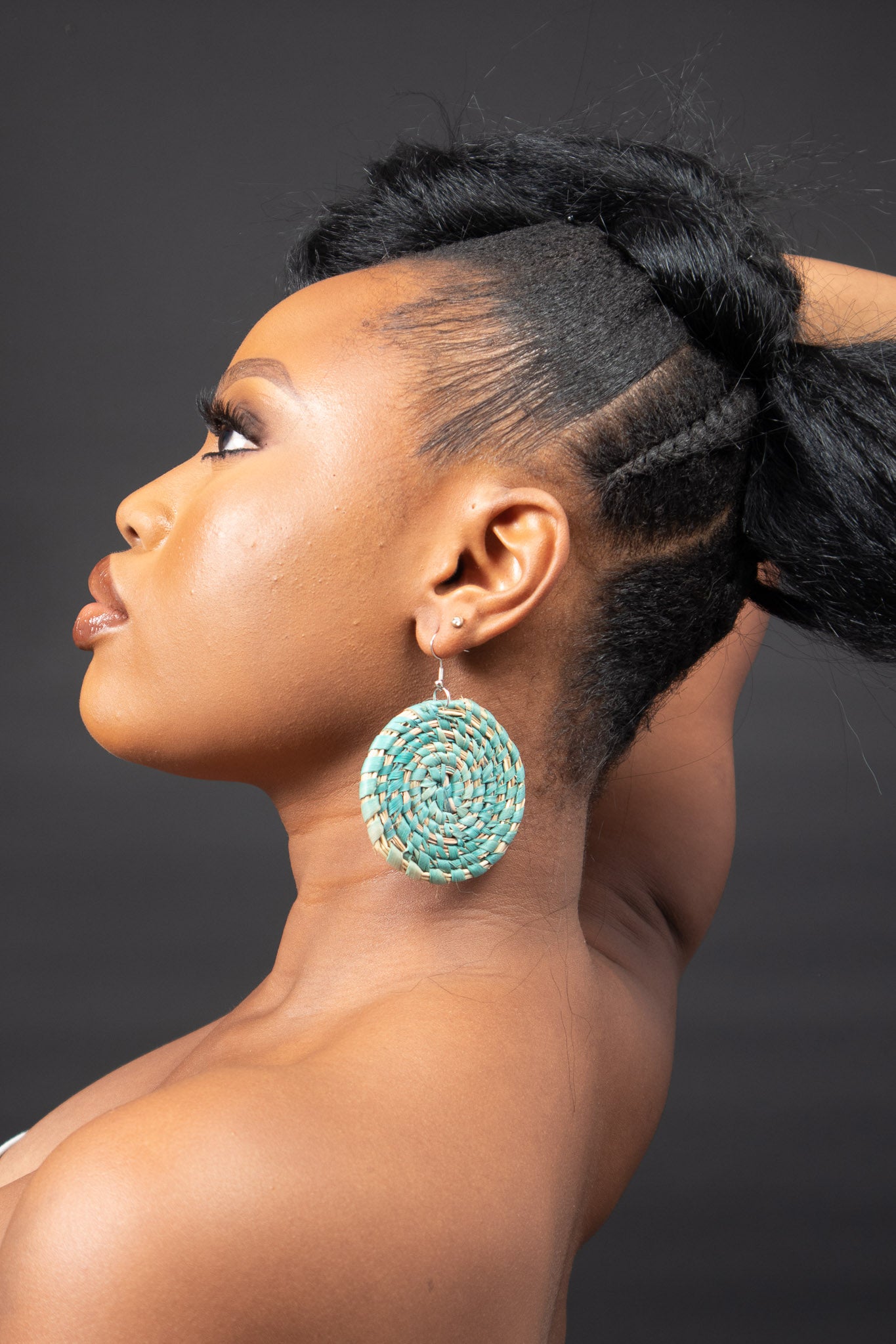 Adamma African Basket Weave Circle Earrings
