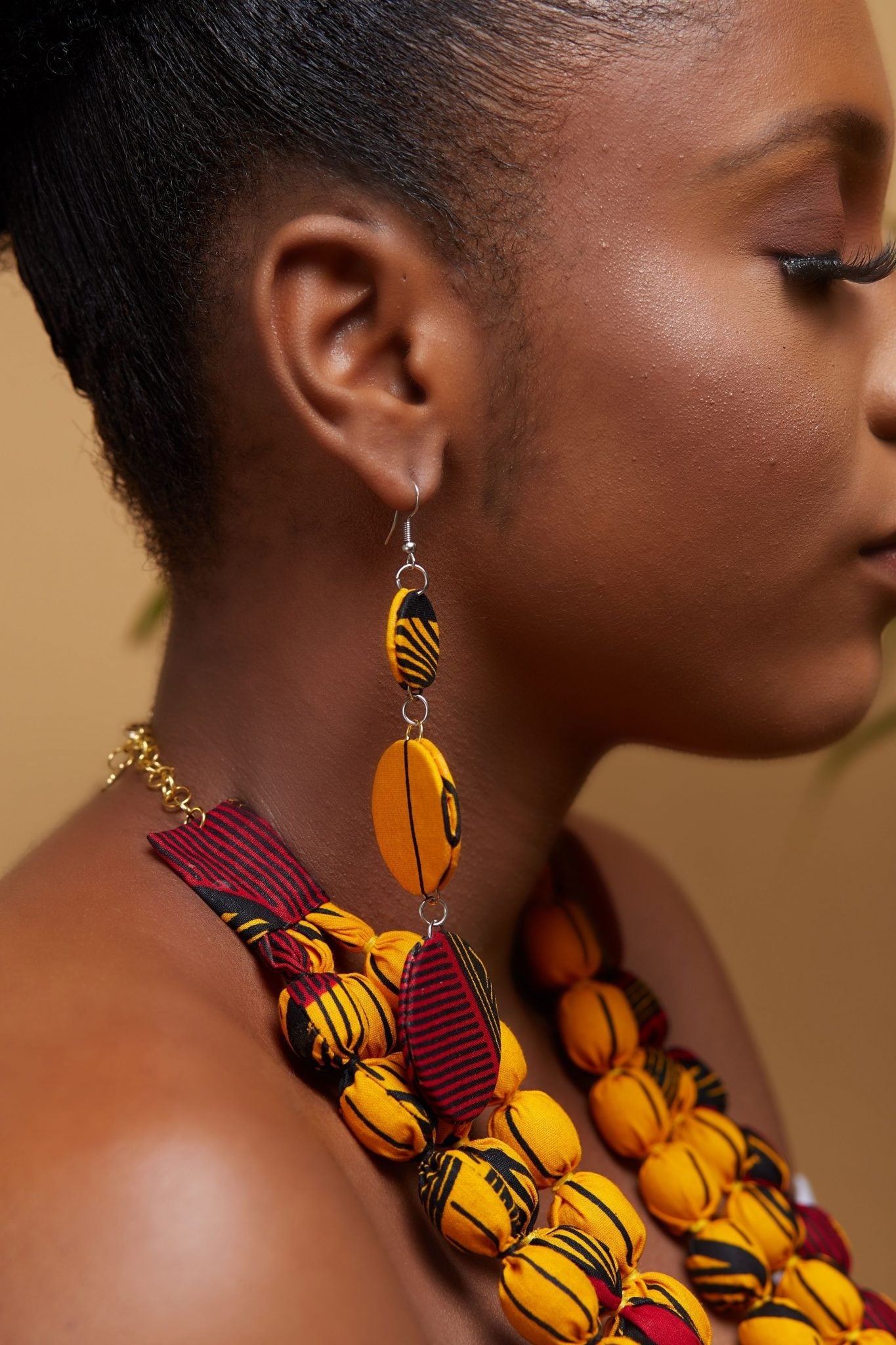 BOLANLE African Print Drop Circle Earrings