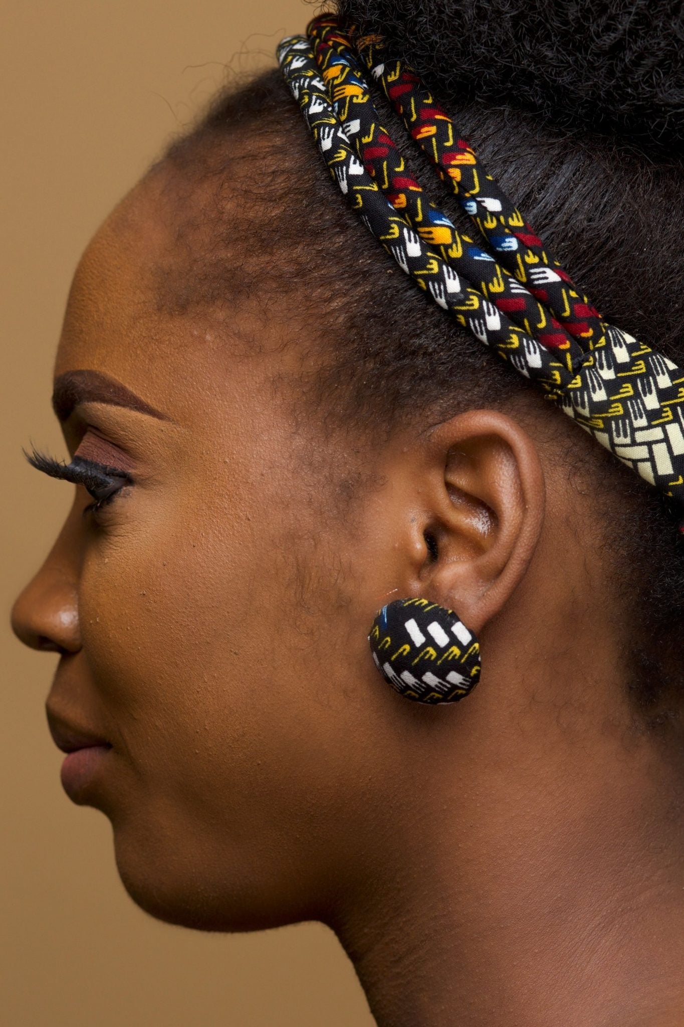 Dele African Print Ankara Button Stud Earrings