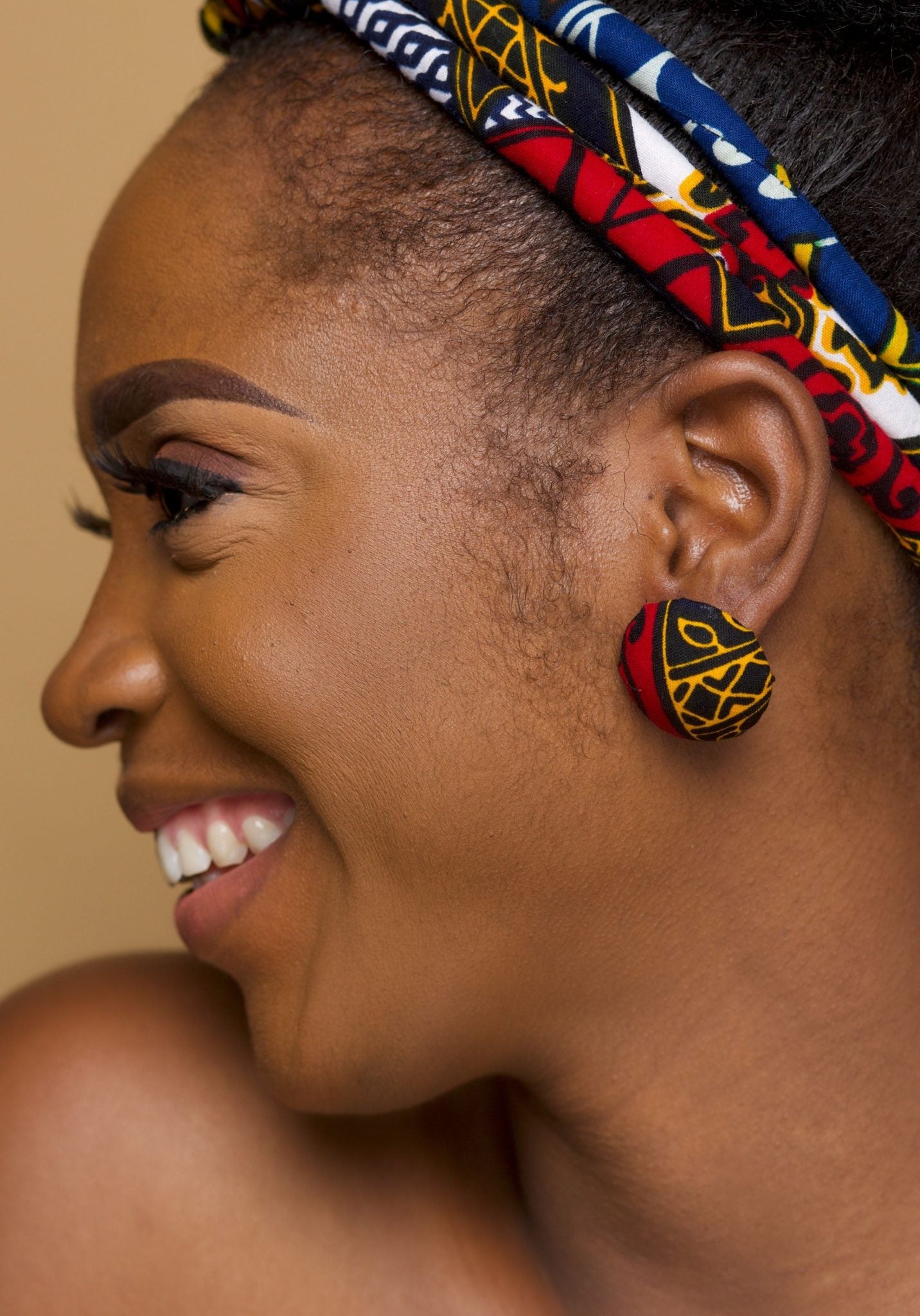 Dayo African Print Ankara Button Stud Earrings