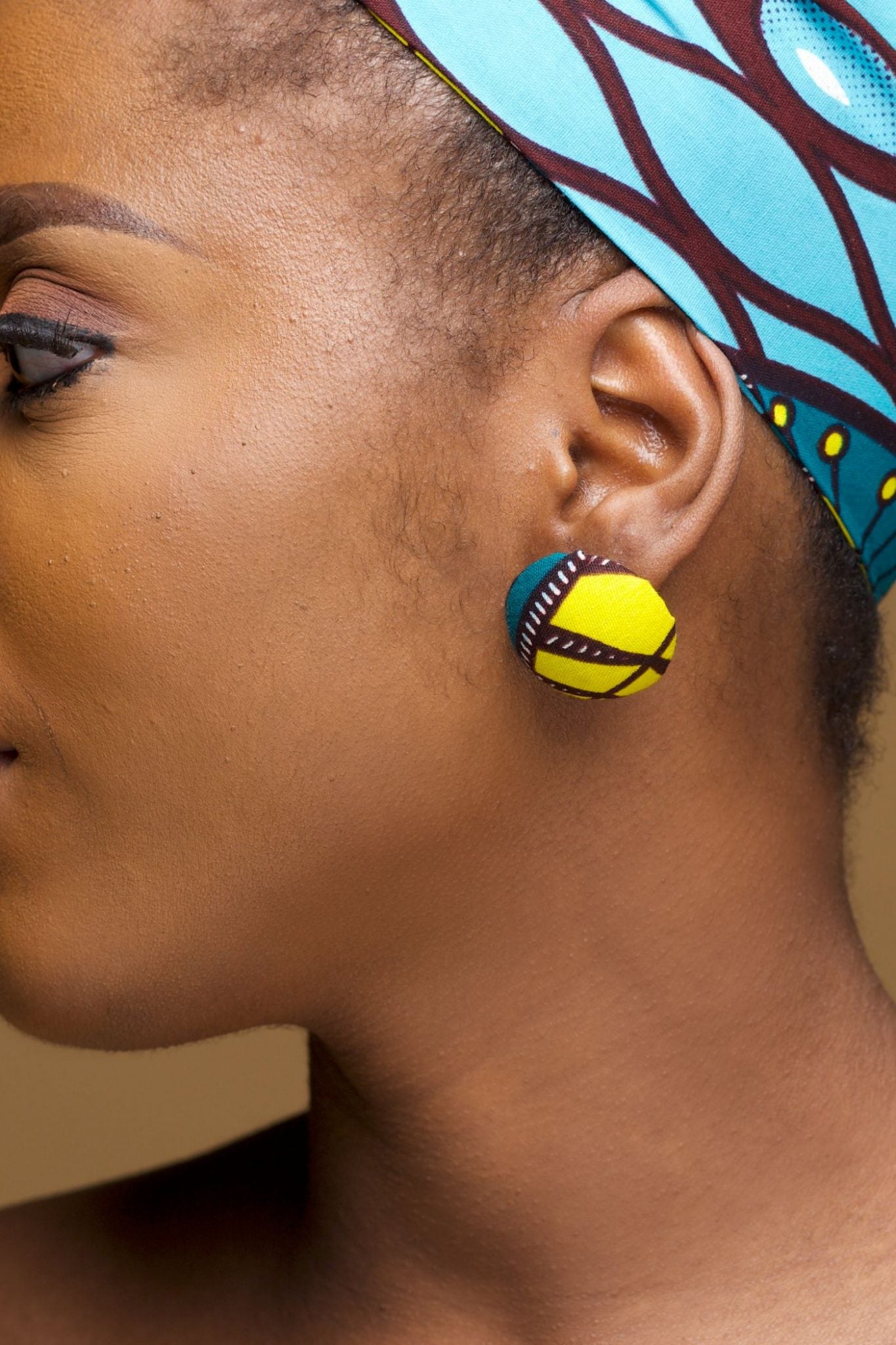 SEKAI African Print Ankara Button Stud Earrings