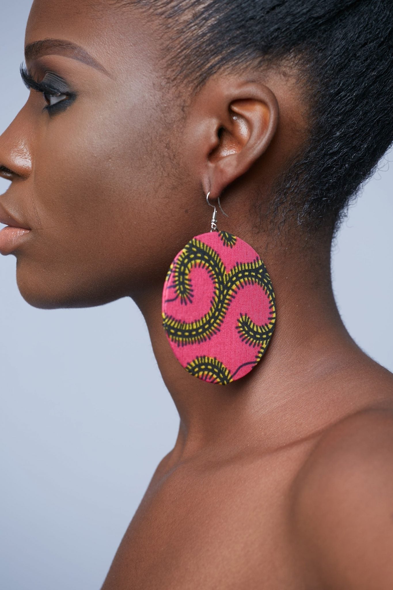 Aina Ankara Circle Earrings – Pink
