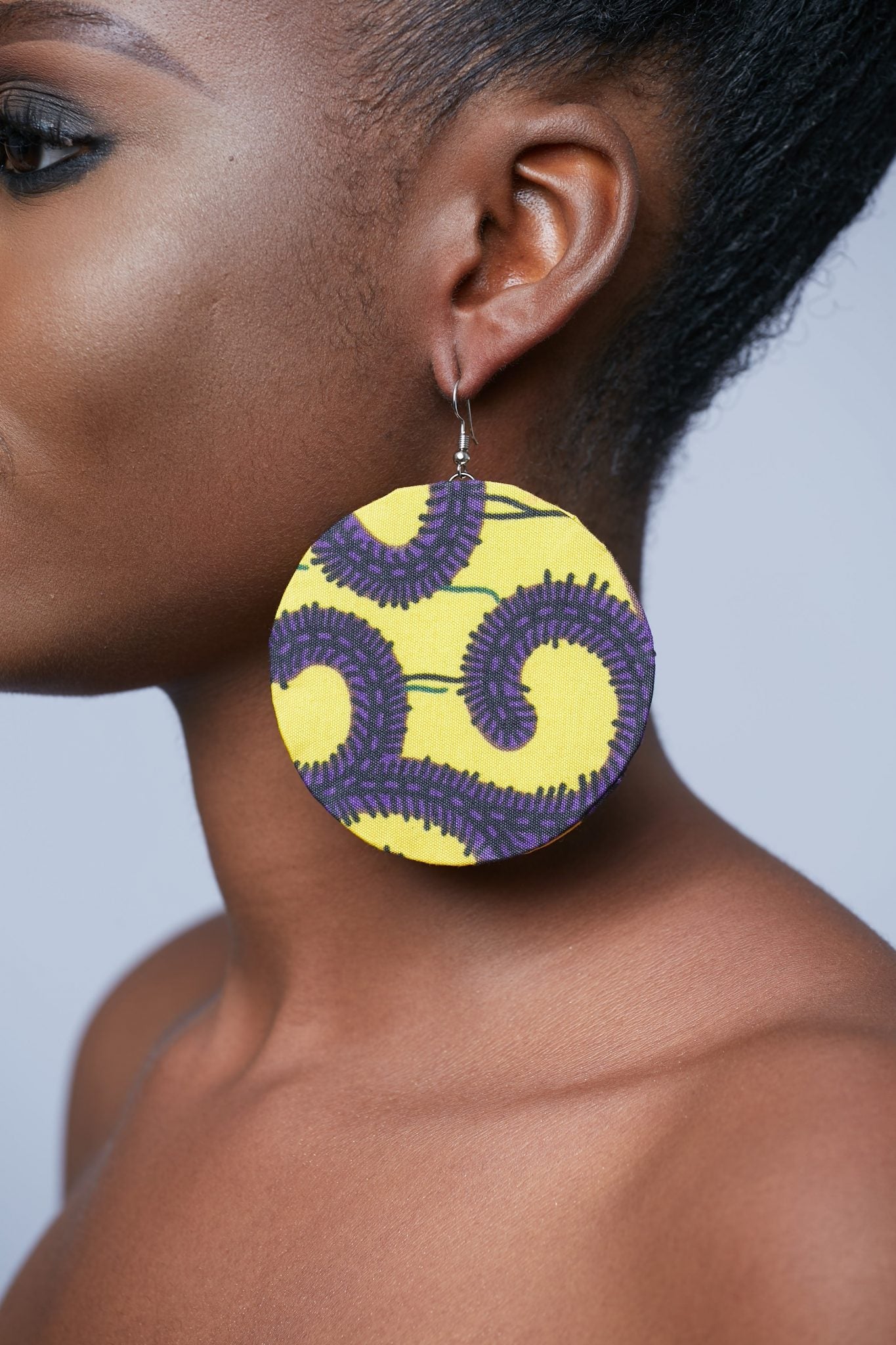 Aina Ankara Circle Earrings – Yellow