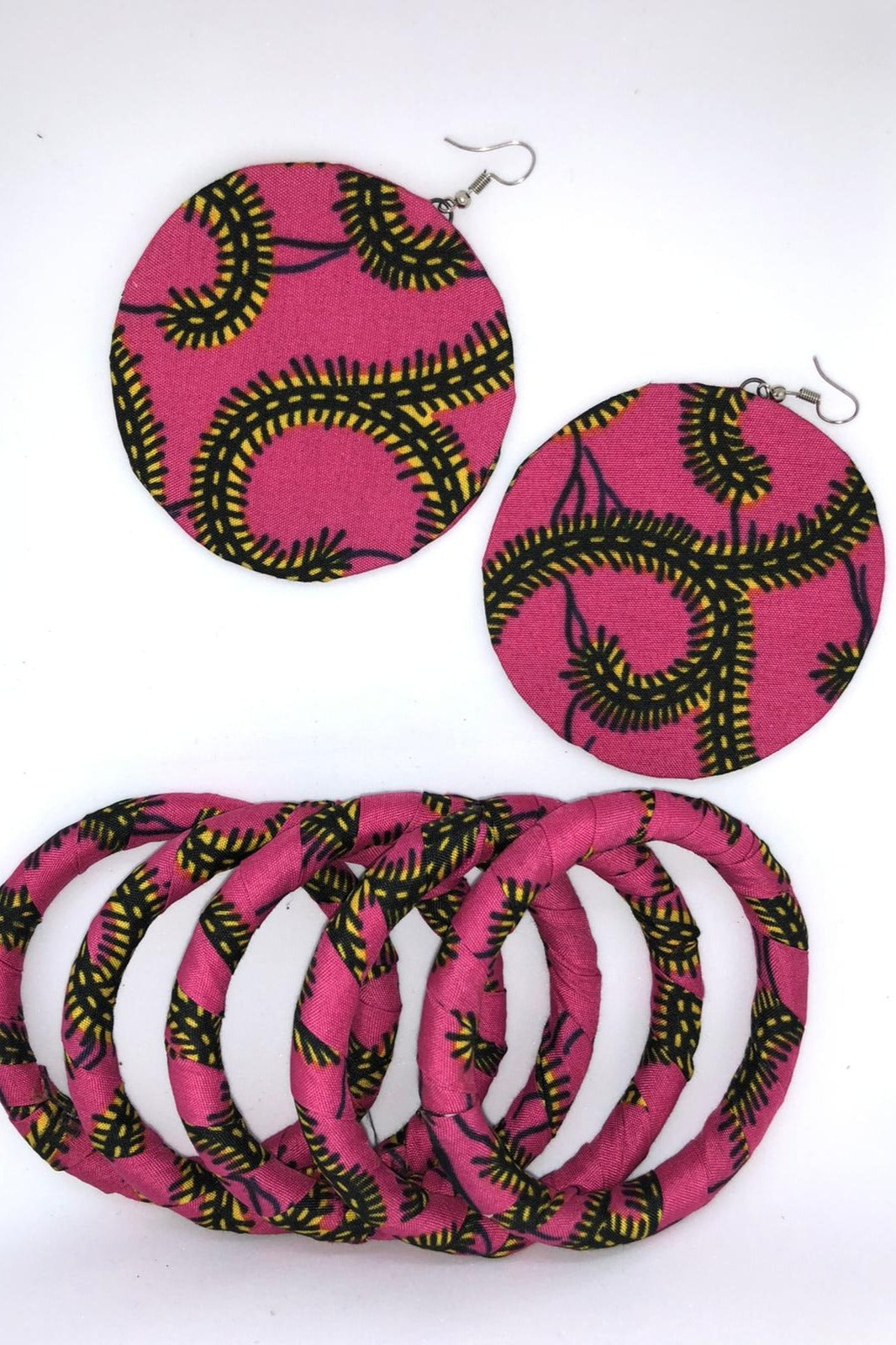 Aina Ankara Circle Earrings – Pink