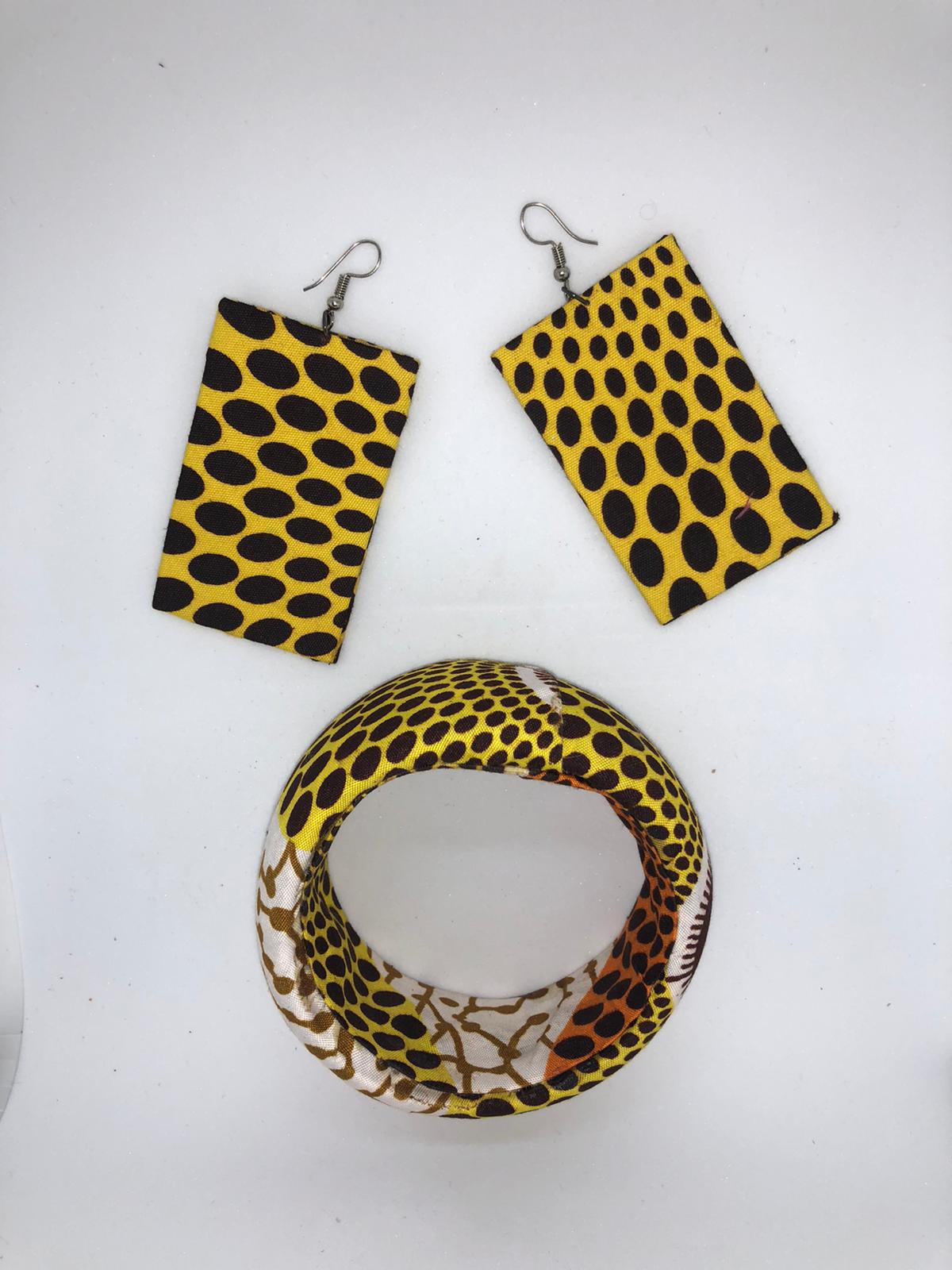 FANA Ankara Rectangle Earrings Yellow