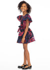 Zawadi African Print Girls&#39; Dress (Black Maroon Paisley)