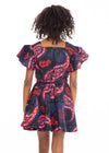 Zawadi African Print Girls&#39; Dress (Black Maroon Paisley)