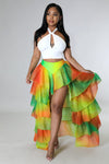 Multi Layered Tulle Slit Skirt and Top