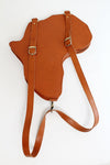 Africa shaped Bag / Backpack- Brown Leather (Large)