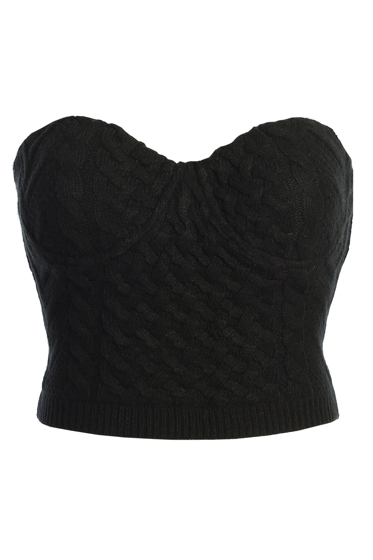 Black Davina Sweater Knit Bustier Top