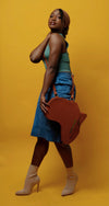 Africa Shaped Bag / Backpack- Brown Leather (Medium) .