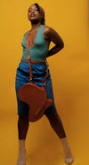 Africa Shaped Bag / Backpack- Brown Leather (Medium) .