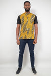 JENUE Men&#39;s Ankara Shirt – Yellow, Black