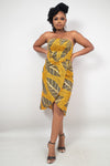 JENUE Strapless African Print Midi Dress – Yellow