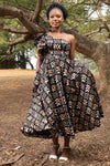 Jioni One Shoulder African Print Ankara Dress – Black, Pink