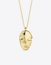 Mask Pendant in 18K Gold with Emerald &amp; Diamonds