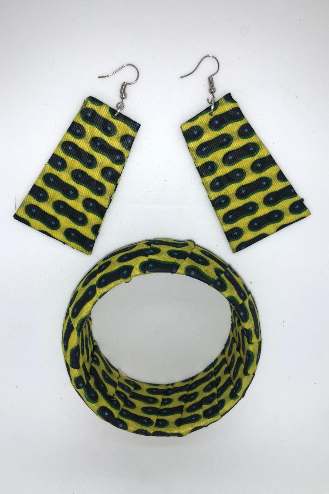 MAHARI Rectangle Ankara Earrings Yellow