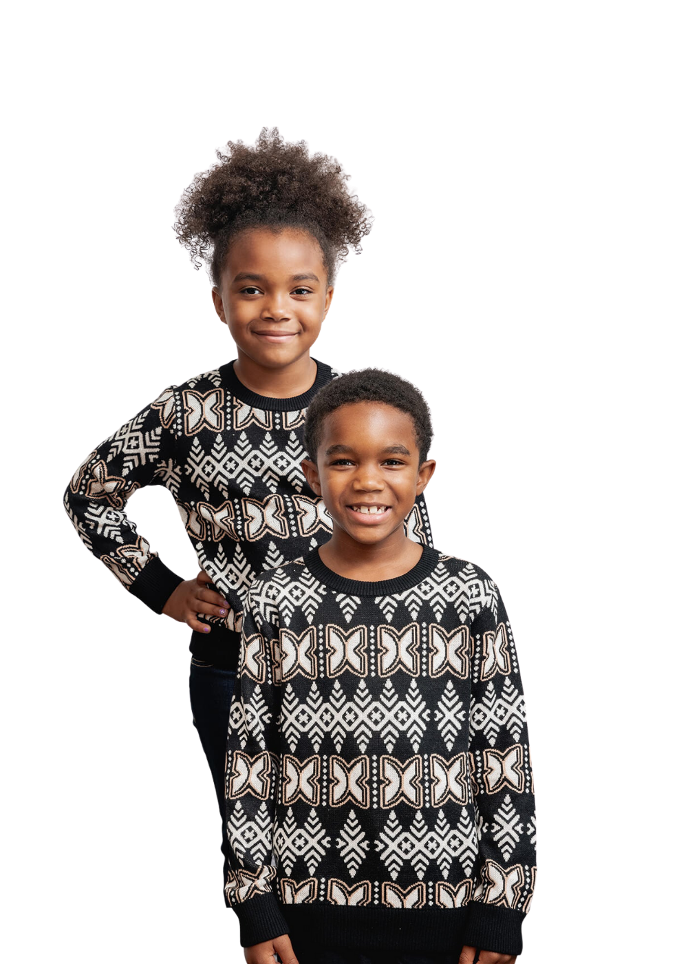 Oma African Print Kids' Sweater (Black Tan Batik)