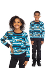 Oma African Print Kids&#39; Sweater (Teal Kente)