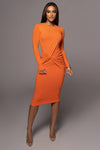 Jluxbasix Orange Modern Lovers Midi Dress
